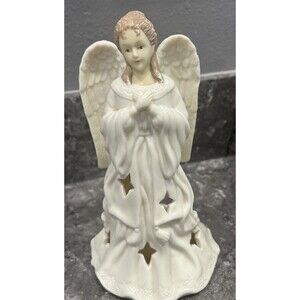 Potpourri Designs White Ceramic Angel Candle holder, Tealight, Christmas